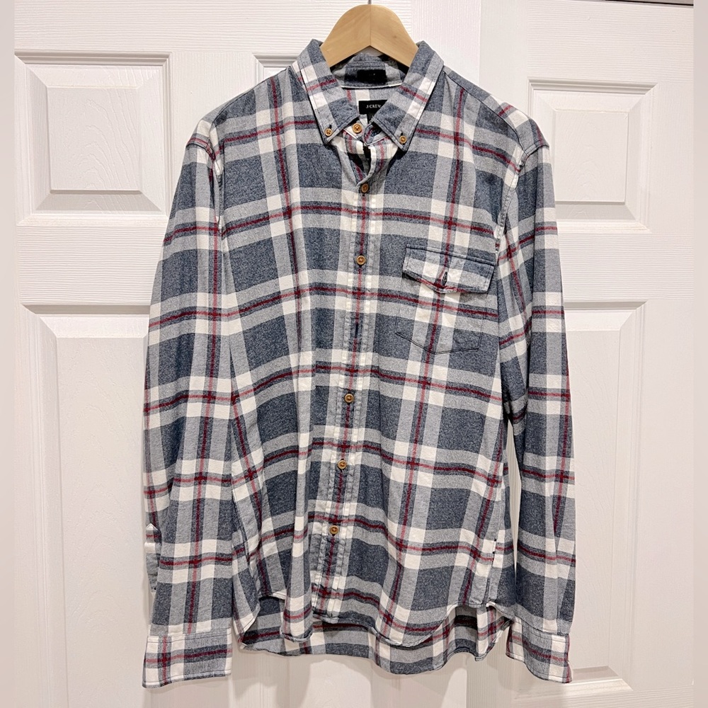 J Crew Flannel Button Down, Size Large